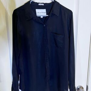 Lola River Women's Black Blouse Suede Finish